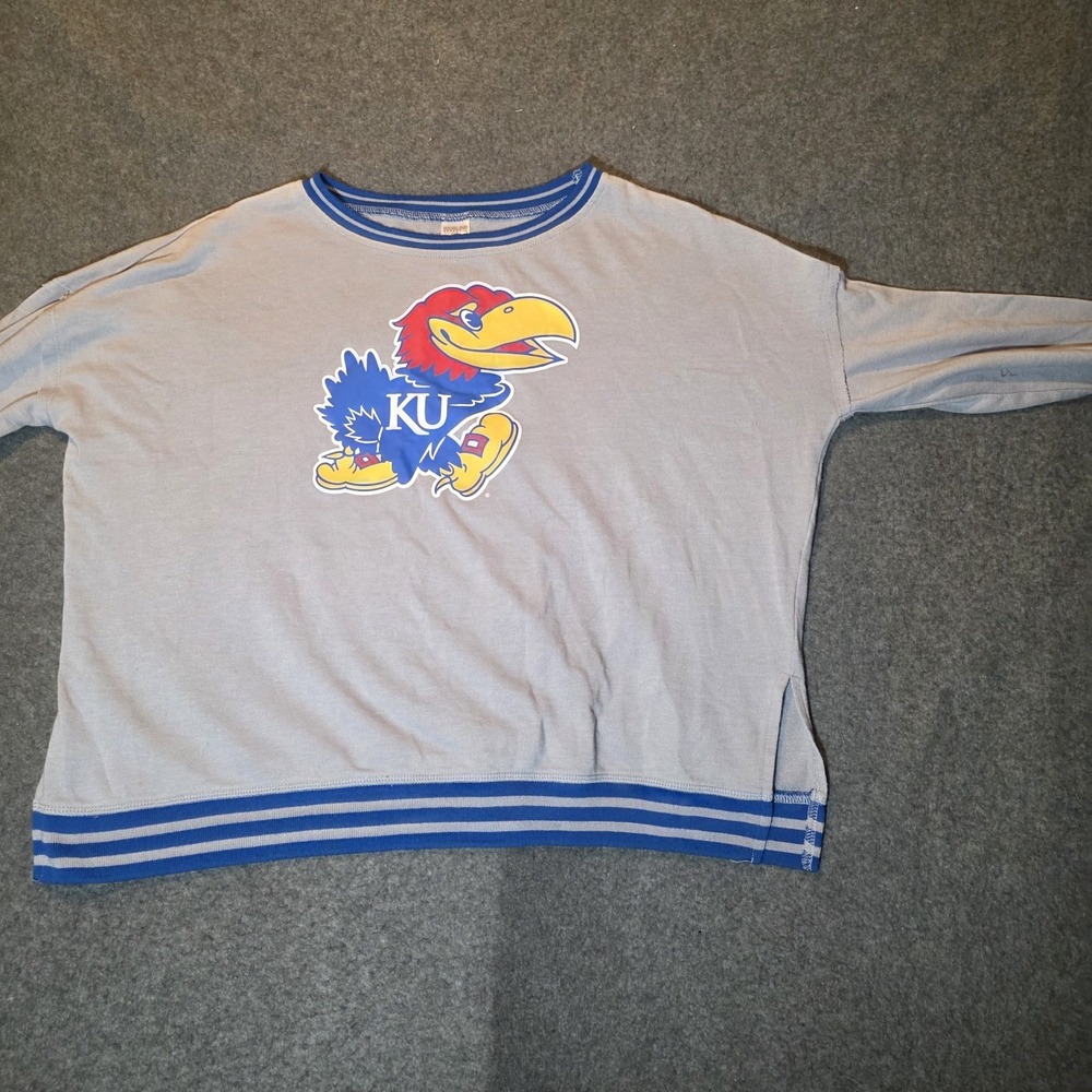 Sideline Apparel Ladies Kansas Jayhawks Blue Ribbon Ham Long Sleeve Shirt 564